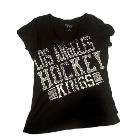 Women’s Medium Los Angeles LA Kings NHL V-Neck Fitted Tee Shirt Hockey Short Sle - Picture 1 of 5